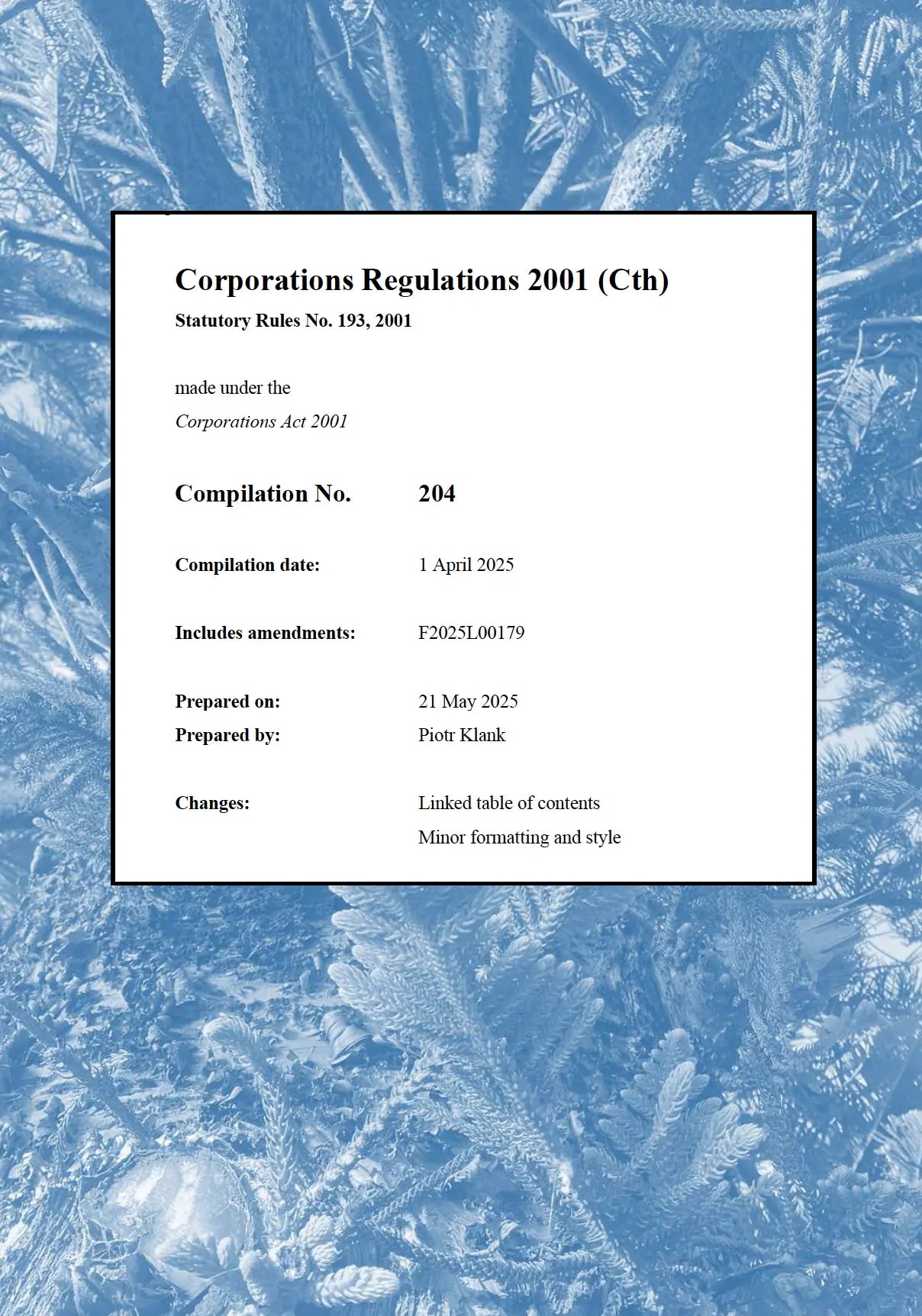 Corporations Regulations 2001 - PK Legislation Legislation