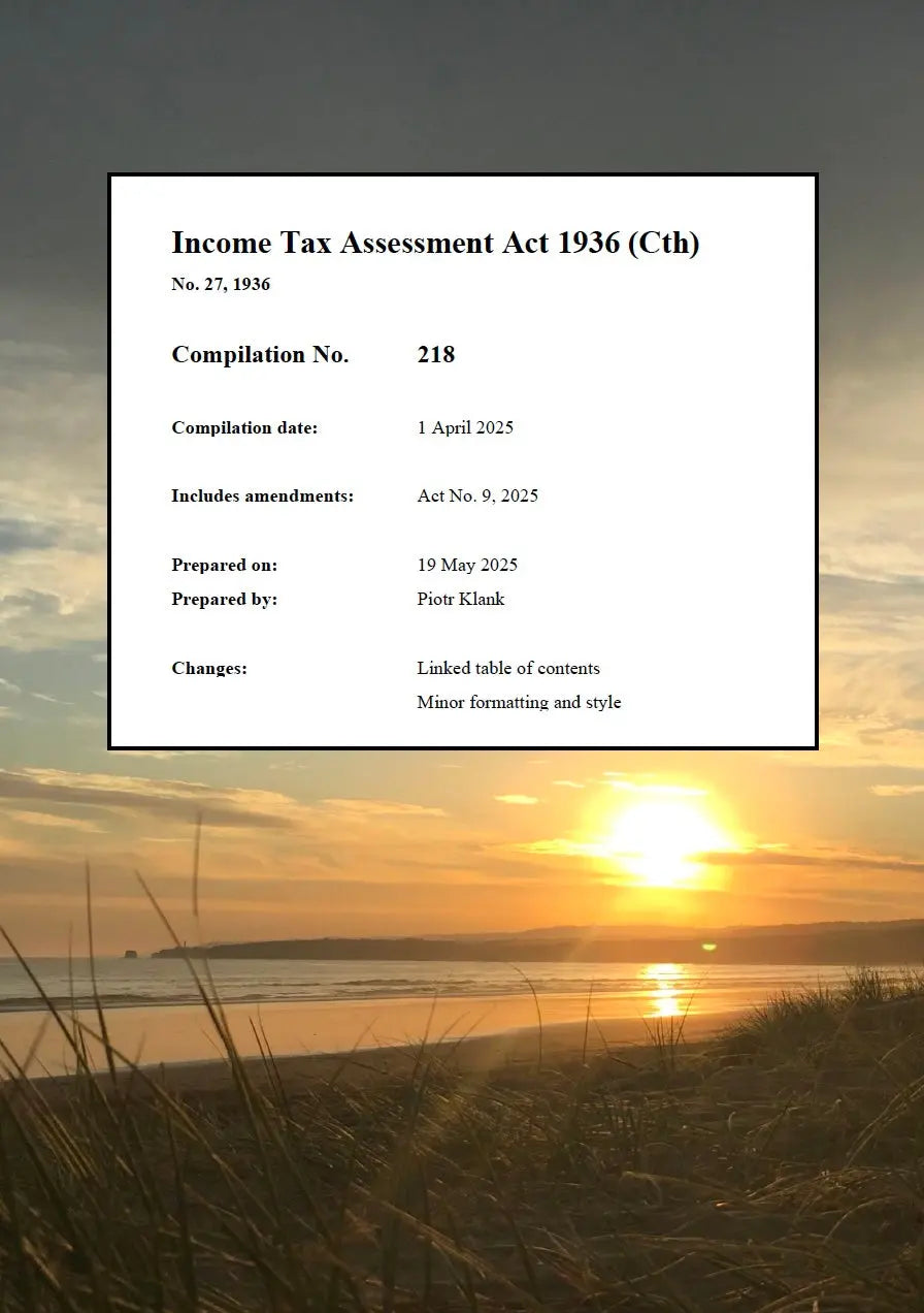 Income Tax Assessment Act 1936 - PK Legislation Legislation